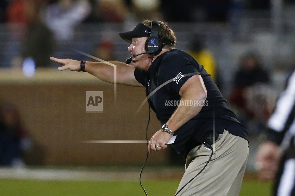 Sue Ogrocki TCU head coach Gary Patterson shouts to his team in the second half of an NCAA college football game against Oklahoma in Norman, Okla., Saturday, Nov. 23, 2019. (AP Photo/Sue Ogrocki)