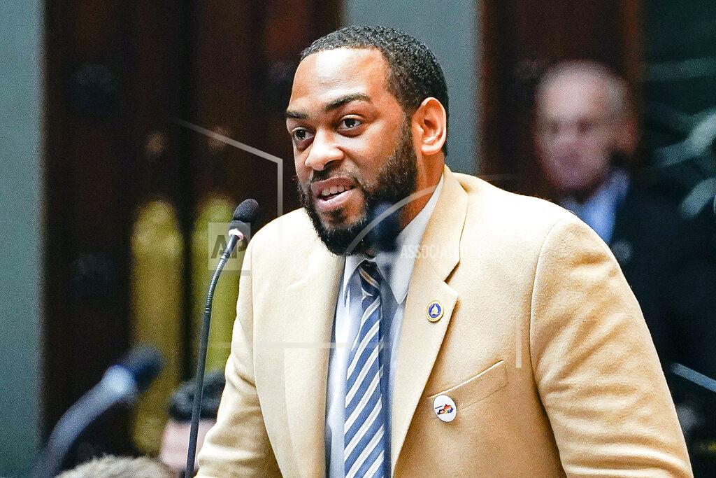 Bryan Woolston FILE - In this Feb. 19, 2020, file photo, state Rep. Charles Booker advocates for the passage of Kentucky HB-12 on the floor of the House of Representatives in the State Capitol in Frankfort, Ky. Democrat Booker, whose unabashedly progressive campaign in Kentucky came up just short in last year's Senate primary, said Monday, April 12, 2021, he's forming an exploratory committee as he weighs a follow-up Senate race in 2022 against Republican incumbent Rand Paul. (AP Photo/Bryan Woolston, File)