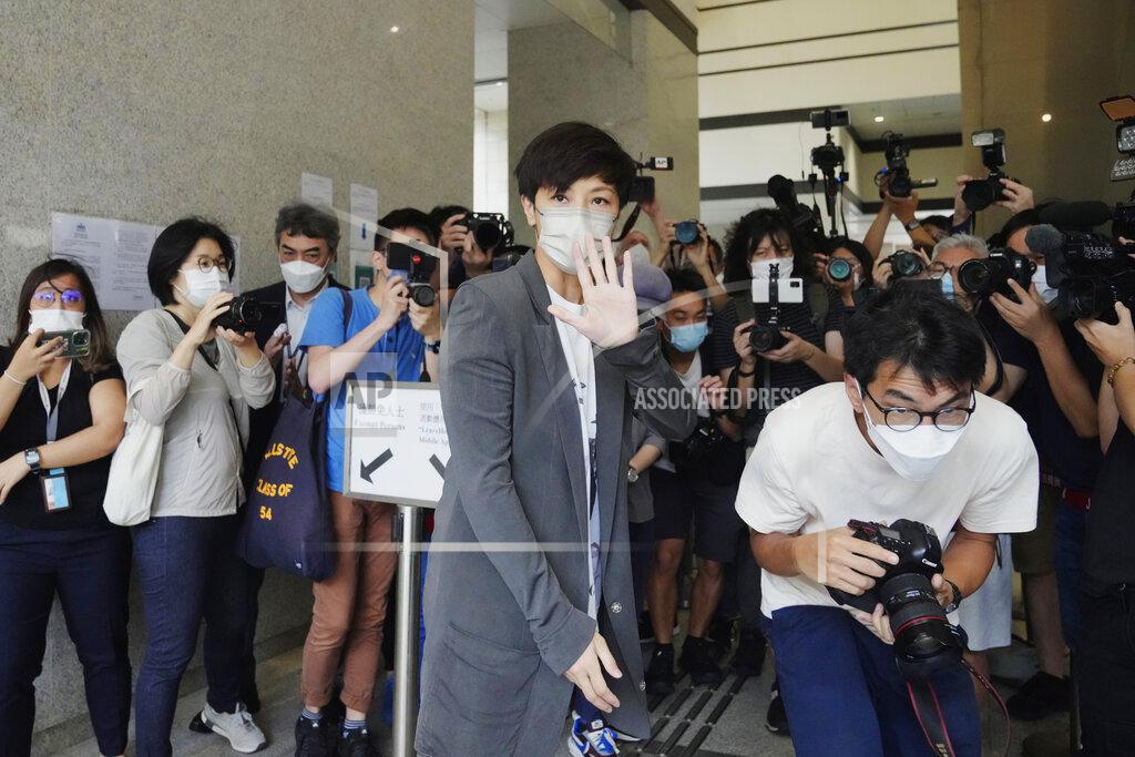 Kin Cheung Hong Kong singer Denise Ho arrives for an appearance at a court in Hong Kong as she is charged in relation to their past fundraising for activists, Tuesday, May 24, 2022. (AP Photo/Kin Cheung)