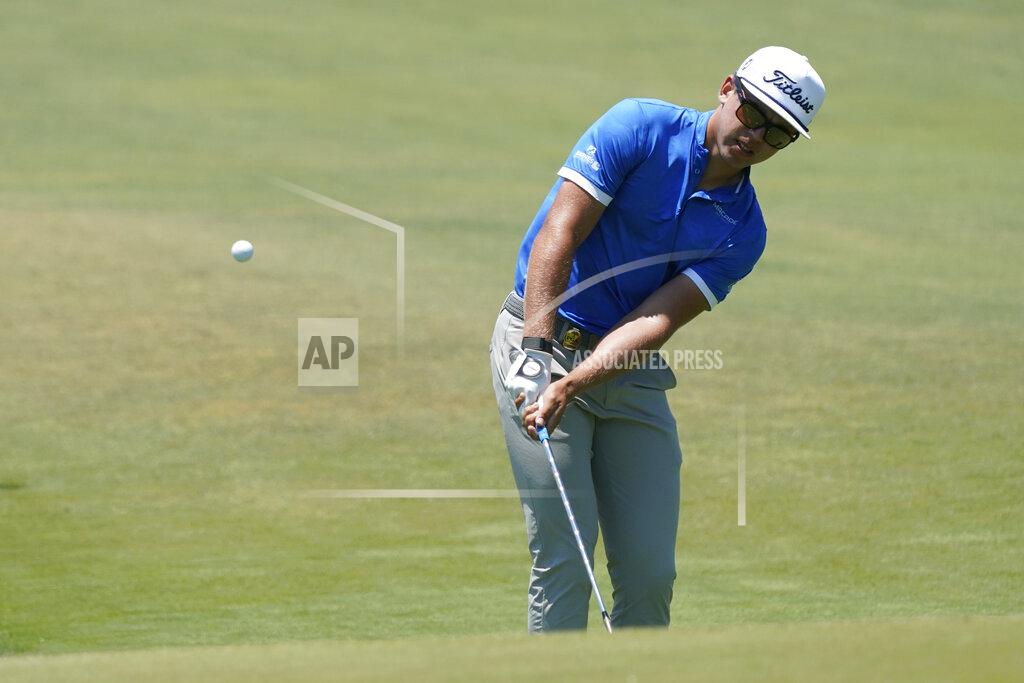 Matt York Garrick Higgo, of South Africa, chips up to the first green during the second round of the PGA Championship golf tournament on the Ocean Course Friday, May 21, 2021, in Kiawah Island, S.C. (AP Photo/Matt York)