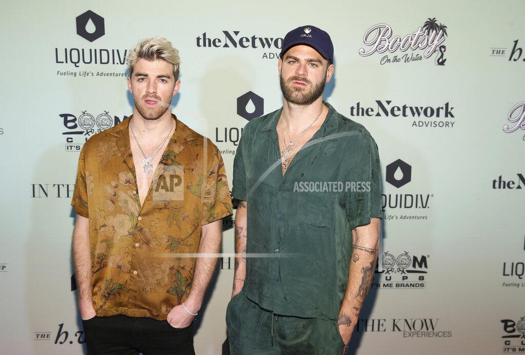 Donald Traill The Chainsmokers, left, Andrew Taggart and Alexander Pall attend the Bootsy On the Water at the Miami Seaquarium on Friday, Jan. 31,2020, in Miami, FL. (Photo by Donald Traill/Invision/AP)