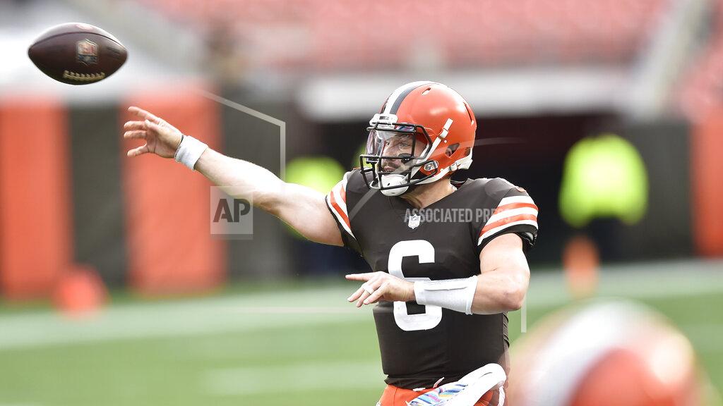 David Richard Cleveland Browns quarterback Baker Mayfield throws during the first half of an NFL football game against the Indianapolis Colts, Sunday, Oct. 11, 2020, in Cleveland. (AP Photo/David Richard)