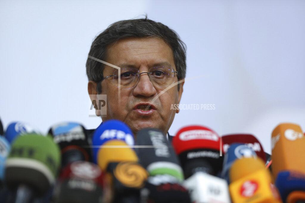Vahid Salemi Former Iranian Central Bank chief Abdolnasser Hemmati, one of the seven candidates allowed on the ballot for Friday’s presidential election, gives a press conference, in Tehran, Iran, Tuesday, June 15, 2021. Hemmati appealed Tuesday for better economic and political relations with the West, his most extensive attempt yet to attract reformist voters just days ahead of the poll. (AP Photo/Vahid Salemi)