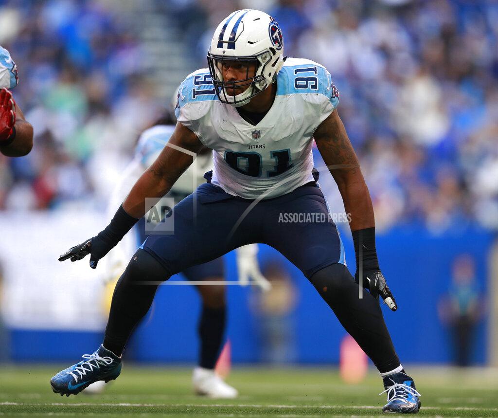 Jeff Haynes FILE - In this Nov. 26, 2017, file photo, Tennessee Titans outside linebacker Derrick Morgan (91) lines up against the Indianapolis Colts during an NFL football game, in Indianapolis. Tennessee defensive lineman Derrick Morgan says he's retiring after playing nine NFL seasons for five head coaches. Morgan announced his decision Monday, July 15, 2019, on social media and with a post at The Players Tribune. (Jeff Haynes/AP Photo, File)