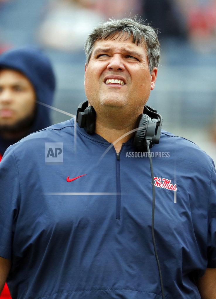 Rogelio V. Solis Mississippi head coach Matt Luke watches a replay of an Auburn touchdown during the second half of an NCAA college football game on Saturday, Oct. 20, 2018, in Oxford, Miss. Auburn won 31-16. (AP Photo/Rogelio V. Solis)