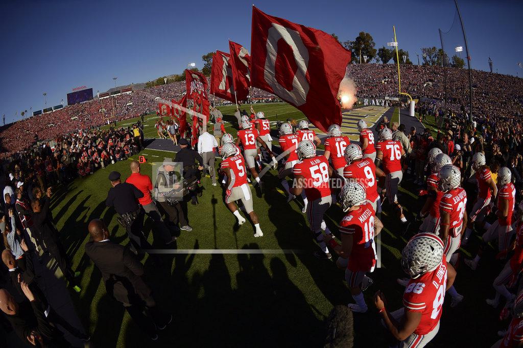 Mark J. Terrill Ohio State takes the field before the Rose Bowl NCAA college football game against Washington Tuesday, Jan. 1, 2019, in Pasadena, Calif. (AP Photo/Mark J. Terrill)