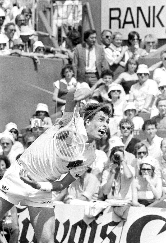 Adam Stoltman FILE - In this June 10, 1984, file photo, Ivan Lendl serves to John McEnroe in the men's finals at the French Open tennis tournament in Paris. Lendl beat McEnroe 3-6, 2-6, 6-4, 7-5, 7-5. This one marked a significant pivot in Lendl's career: He entered the day 0-4 in major finals but ended up with eight trophies. (AP Photo/Adam Stoltman, File)