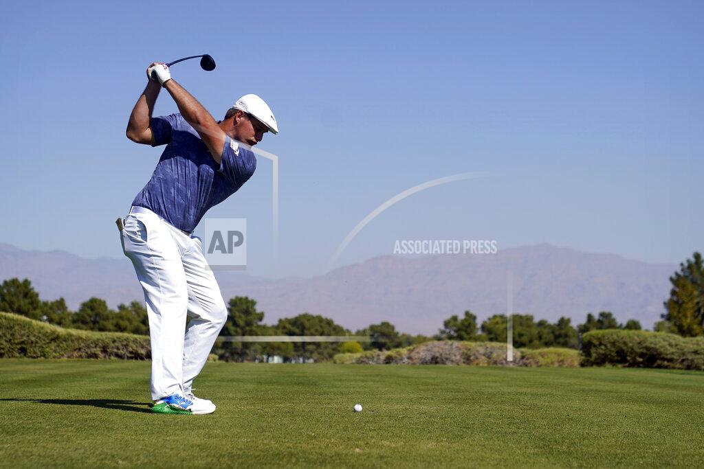 John Locher FILE - In this Oct. 11, 2020, file photo, Bryson DeChambeau hits off the 10th tee during the final round of Shriners Hospitals for Children Open golf tournament in Las Vegas. DeChambeau's bulk and power have made him the talk of golf going into the Masters. (AP Photo/John Locher, File)