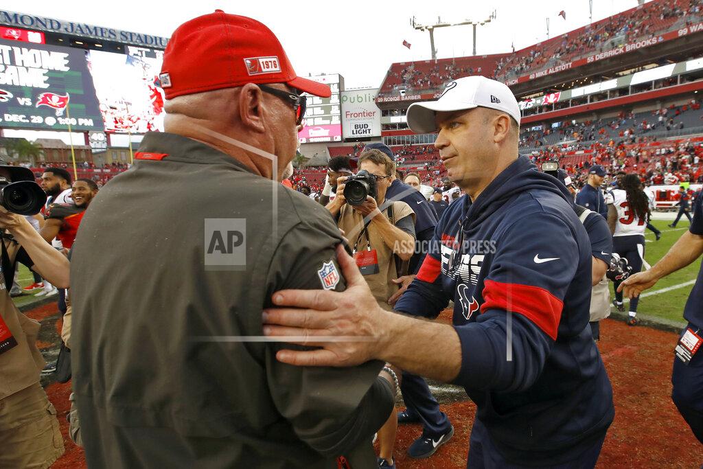 Mark Lomoglio Houston Texans head coach Bill O'Brien, right, shakes hands with Tampa Bay Buccaneers head coach Bruce Arians after an NFL football game Saturday, Dec. 21, 2019, in Tampa, Fla. (AP Photo/Mark LoMoglio)