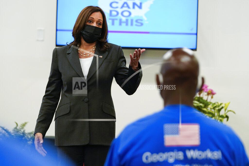 Jacquelyn Martin Vice President Kamala Harris speaks at a COVID-19 vaccine pop-up center at Ebenezer Baptist Church, Friday, June 18, 2021, in Atlanta. (AP Photo/Jacquelyn Martin)