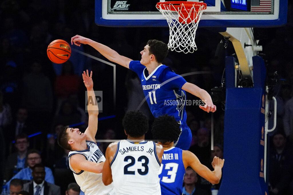 Frank Franklin Ii Creighton's Ryan Kalkbrenner (11) blocks a shot by Villanova's Collin Gillespie during the second half of an NCAA college basketball game in the final of the Big East conference tournament Saturday, March 12, 2022, in New York. (AP Photo/Frank Franklin II)