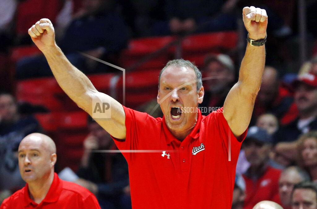 Rick Bowmer Utah head coach Larry Krystkowiak shouts to his team during the first half of an NCAA college basketball game against Washington, Thursday, Jan., 10, 2019, in Salt Lake City. (AP Photo/Rick Bowmer)