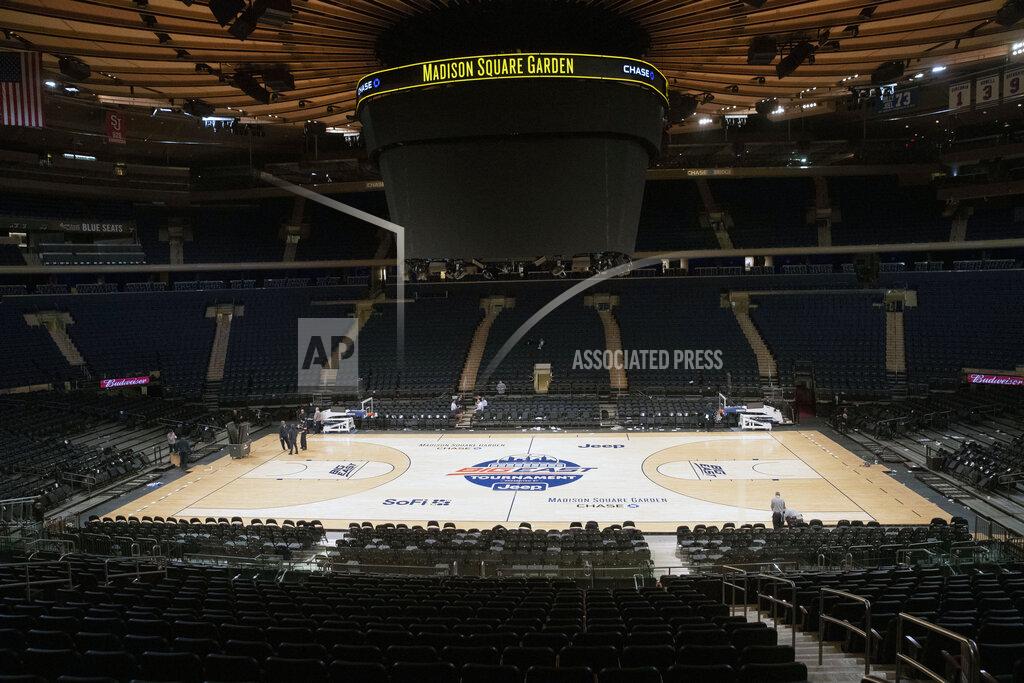 Mary Altaffer Madison Square Garden is shown after NCAA college basketball games in the men's Big East Conference tournament were cancelled due to concerns about the coronavirus, Thursday, March 12, 2020, in New York. The major conferences in college sports have all cancelled their basketball tournaments because of the new coronavirus, putting the celebrated NCAA Tournament in doubt. (AP Photo/Mary Altaffer)