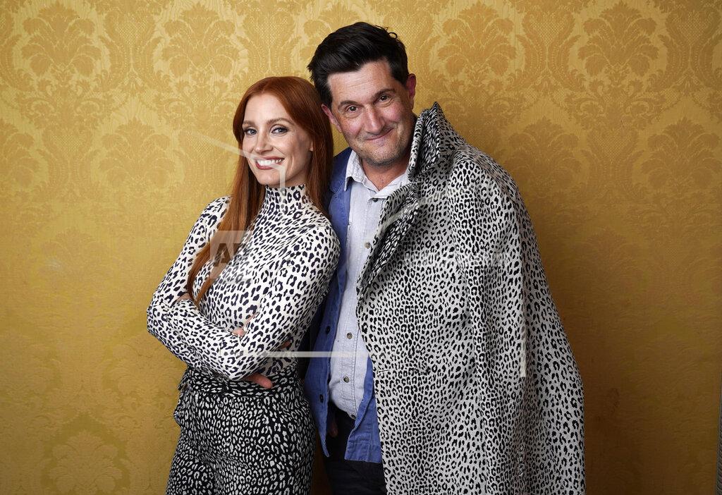 Chris Pizzello Jessica Chastain, left, the star of "The Eyes of Tammy Faye," poses for a portrait with director Michael Showalter during the 2021 Toronto International Film Festival, Sunday, Sept. 12, 2012, at the Royal Fairmont York in Toronto. (AP Photo/Chris Pizzello)