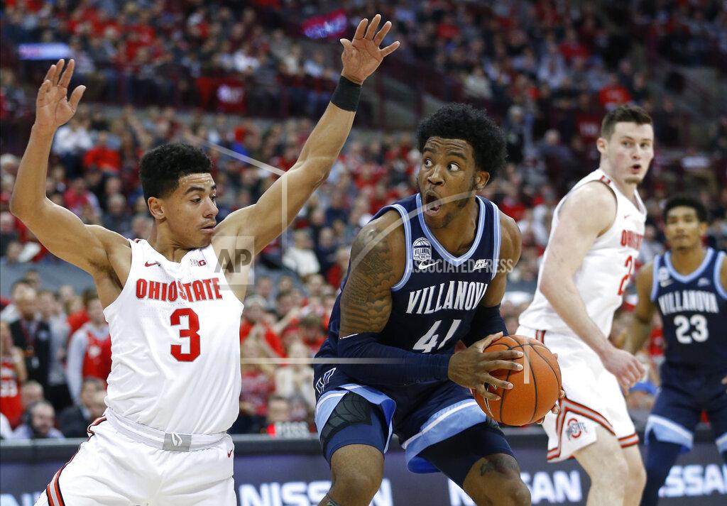 Jay Laprete Villanova's Saddiq Bey (41) looks for an open shot against Ohio State's D.J. Carton during the first half of an NCAA college basketball game Wednesday, Nov. 13, 2019, in Columbus, Ohio. (AP Photo/Jay LaPrete)