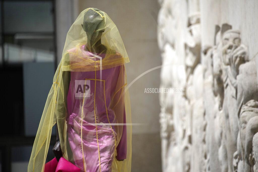 Christophe Ena A model wears a creation as part of the Rick Owens men's Spring Summer 2023 collection presented in Paris, France, Thursday, June 23, 2022. (AP Photo/Christophe Ena)