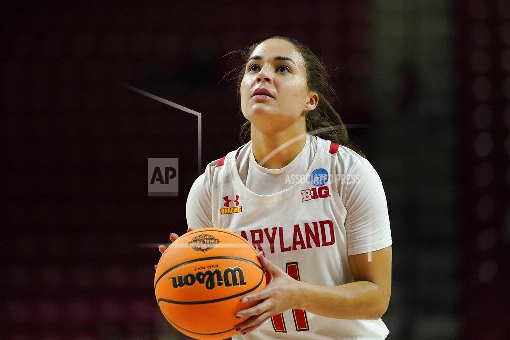 Julio Cortez Maryland guard Katie Benzan shoots a free throw against Florida Gulf Coast during the second half of a college basketball game in the second round of the NCAA tournament, Sunday, March 20, 2022, in College Park, Md. Maryland won 89-65. (AP Photo/Julio Cortez)