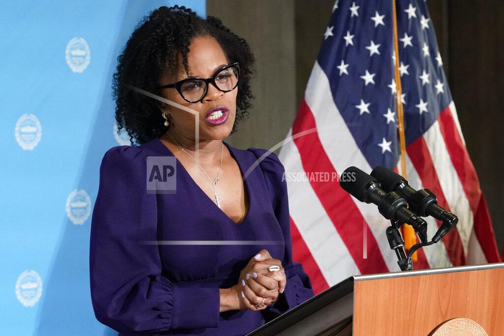 Elise Amendola Former Boston City Council President Kim Janey, 55, speaks after being sworn in as Boston's new mayor at City Hall, Wednesday, March 24, 2021, in Boston. Janey, who is the city's first female and first person of color to take the office, replaces Marty Walsh who resigned Monday evening to become President Joe Biden's labor secretary. (AP Photo/Elise Amendola)