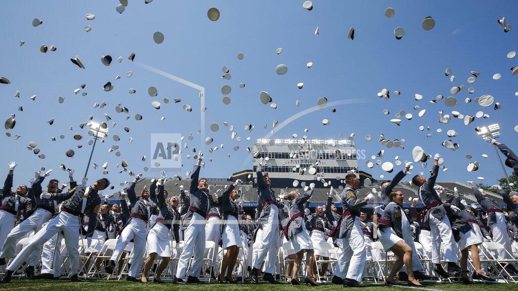 Eduardo Munoz Alvarez United States Military Academy graduating cadets celebrate at the end of their graduation ceremony of the U.S. Military Academy class of 2022 at Michie Stadium on Saturday, May 21, 2022, in West Point, N.Y. (AP Photo/Eduardo Munoz Alvarez)