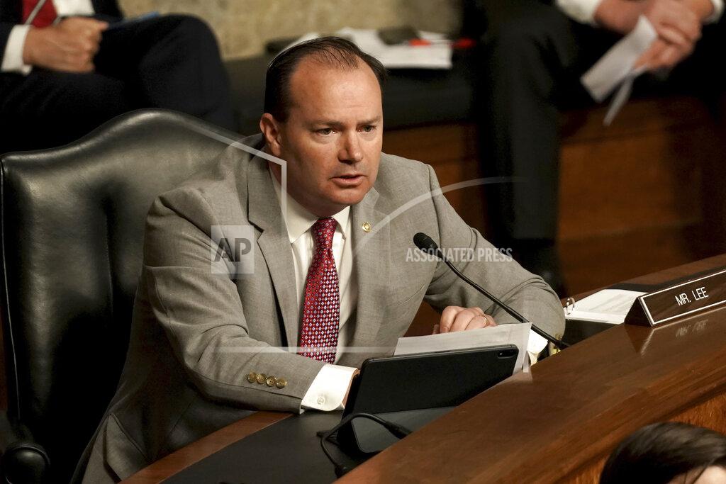 Greg Nash Sen. Mike Lee, R-Utah, questions former Deputy Attorney General Rod Rosenstein during a Senate Judiciary Committee hearing on Capitol Hill in Washington, Wednesday, June 3, 2020. (Greg Nash/Pool via AP)