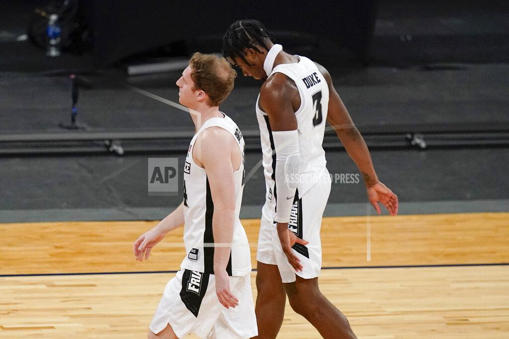 Frank Franklin Ii Providence's David Duke (3) leaves the court with a teammates after an NCAA college basketball game against DePaul in the Big East conference tournament Wednesday, March 10, 2021, in New York. DePaul won 70-62. (AP Photo/Frank Franklin II)