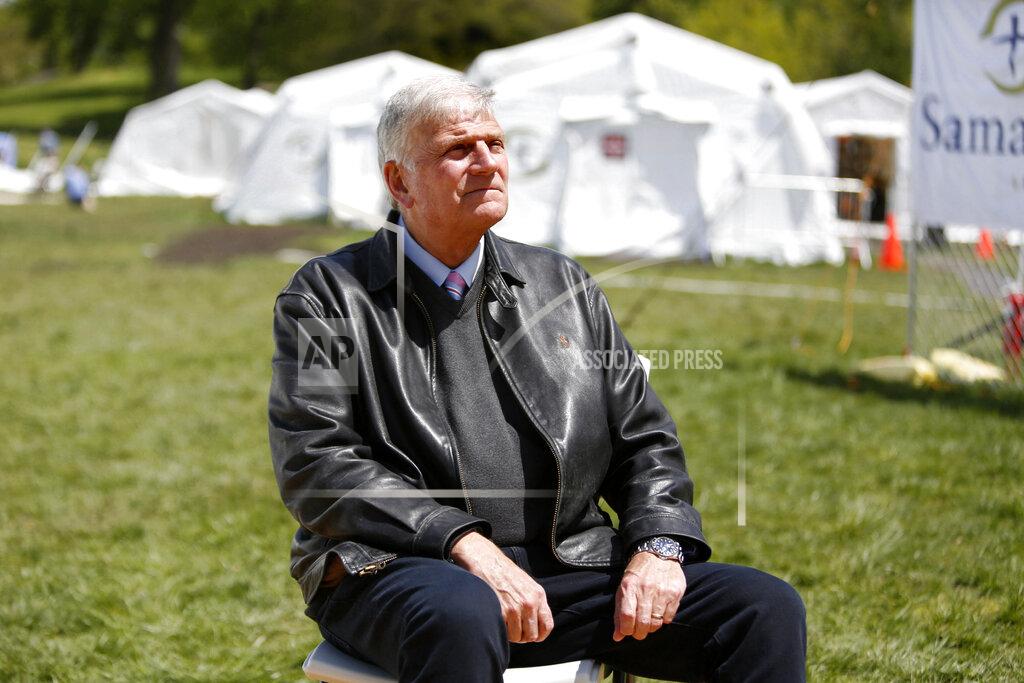 Jessie Wardarski In this May 7, 2020, photo, the Rev. Franklin Graham, president and CEO of Samaritan's Purse, sits for a portrait at his group's field hospital in New York's Central Park. The Christian relief charity is set to conclude its coronavirus efforts at the end of next week. (AP Photo/Jessie Wardarski)