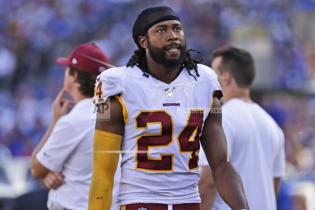 Adam Hunger FILE - In this Sept. 29, 2019, file photo, Washington Redskins' Josh Norman is shown on the sidelines during the second half of an NFL football game against the New York Giants in East Rutherford, N.J. Two people with knowledge of the decision told The Associated Press that veteran cornerback Josh Norman has agreed to sign a one-year contract with the Buffalo Bills.
The people spoke to The AP on Monday, March 9, 2020, on the condition of anonymity because the signing has not been announced.(AP Photo/Adam Hunger, File)