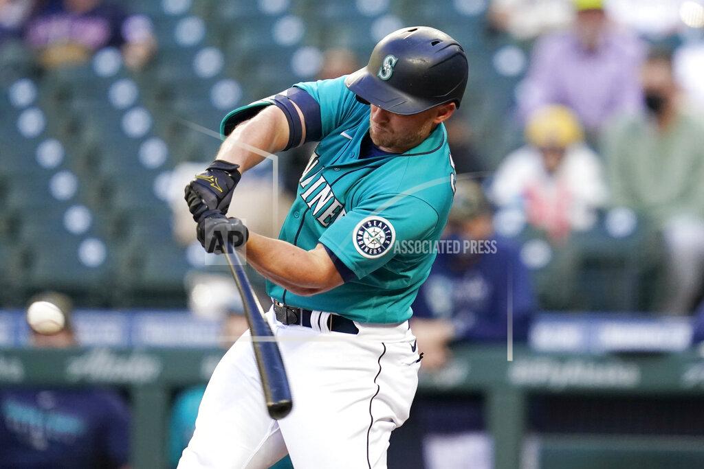 Elaine Thompson Seattle Mariners' Kyle Seager connects on a solo home run against the Cleveland Indians in the first inning of a baseball game Friday, May 14, 2021, in Seattle. (AP Photo/Elaine Thompson)