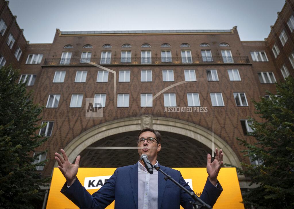 Bela Szandelszky Budapest mayor Gergely Karacsony, one of the frontrunners in a race to unseat Hungary's Prime Minister Viktor Orban holding a campaign event in Budapestt, Hungary on Sept. 17, 2021. The rally marked the start of a primary election that will choose a joint opposition candidate to face off with Hungary's hardline leader in polls next year. (AP Photo/Bela Szandelszky)