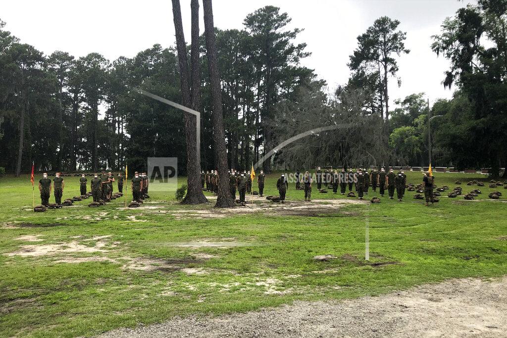 Lolita Baldor Marine recruits at Parris Island Recruit Depot, S.C., on May 27, 2020. In ways big and small, the virus is impacting training at the Marine Corps' Parris Island Recruit Depot and across the military. (AP Photo/Lolita Baldor)