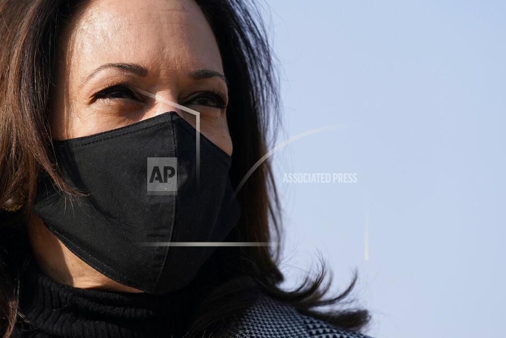 Democratic vice presidential candidate, Sen. Kamala Harris, D-Calif., speaks after visiting the This Is the Place Monument, Saturday, Oct. 3, 2020, in Salt Lake City. The monument commemorates the end of the westward journey of Mormon pioneers to Utah as well as early explorers of the West. (AP Photo/Patrick Semansky)