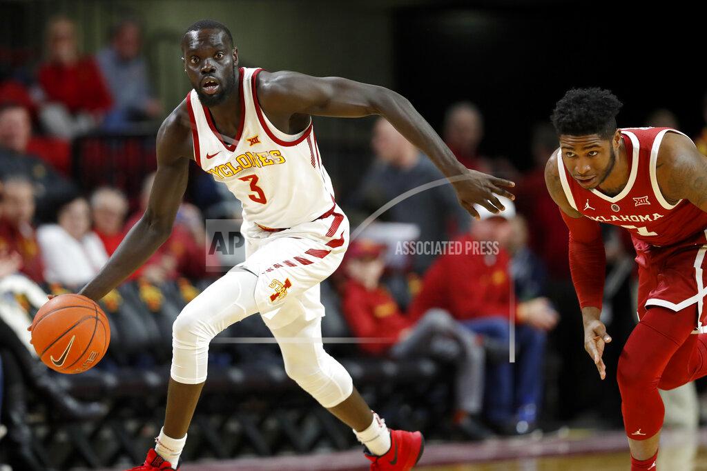 Charlie Neibergall Iowa State guard Marial Shayok, left, steals the ball from Oklahoma guard Rashard Odomes, right, during the second half of an NCAA college basketball game, Monday, Feb. 25, 2019, in Ames, Iowa. (AP Photo/Charlie Neibergall)