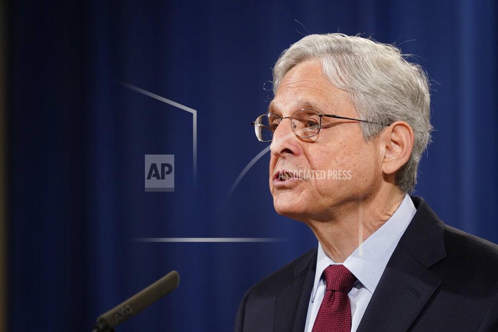 Patrick Semansky Attorney General Merrick Garland speaks during a news conference on voting rights at the Department of Justice in Washington, Friday, June 25, 2021. (AP Photo/Patrick Semansky)