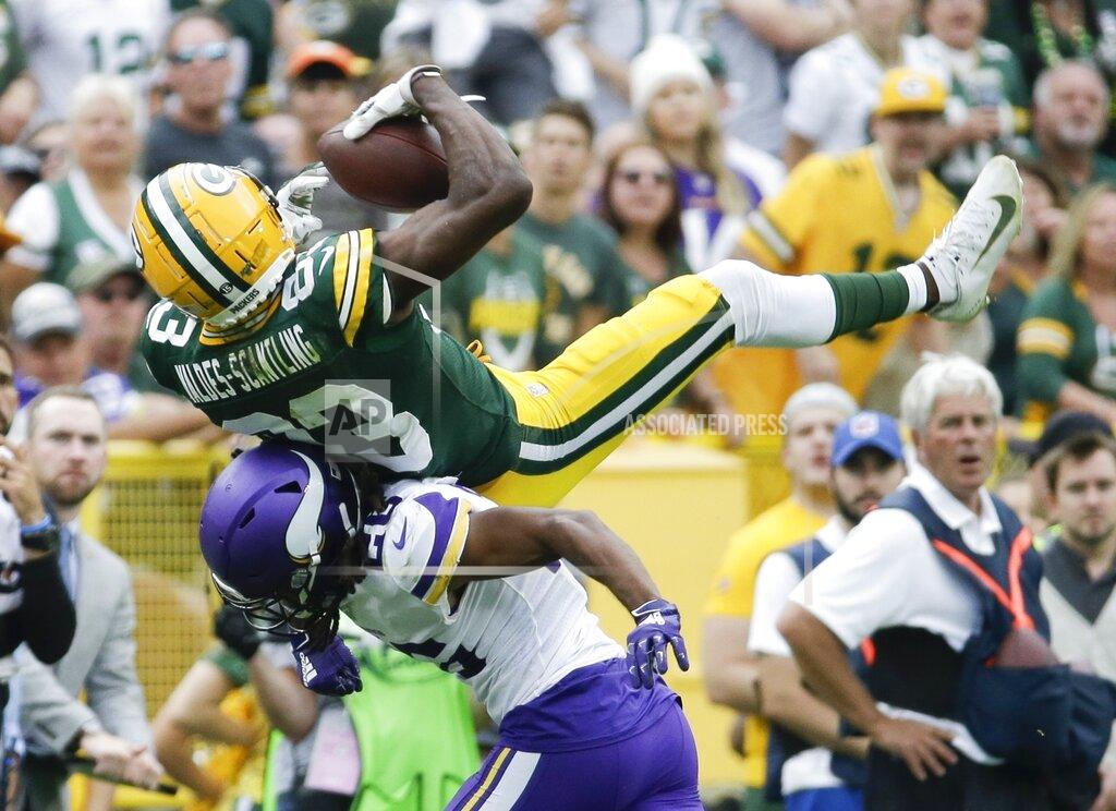 Mike Roemer Minnesota Vikings' Trae Waynes breaks up a pass intended for Green Bay Packers' Marquez Valdes-Scantling during the second half of an NFL football game Sunday, Sept. 15, 2019, in Green Bay, Wis. (AP Photo/Mike Roemer)