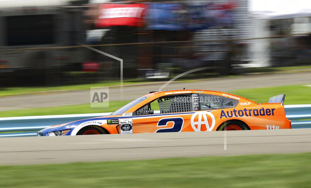 John Munson Brad Keselowski (2) takes to the track during a practice run for a NASCAR Cup Series auto race at Watkins Glen International, Saturday, Aug. 3, 2019, in Watkins Glen, N.Y. (AP Photo/John Munson)