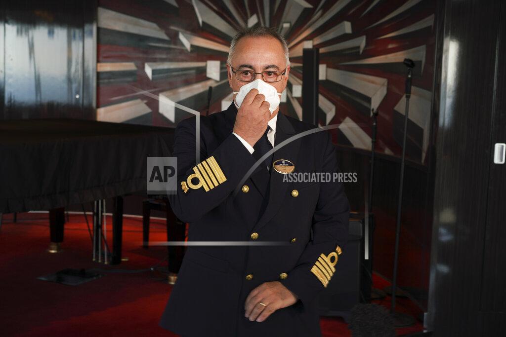 Andrew Medichini Raffaele Piontecorvo, captain of the MSC Grandiosa cruise ship talks during an interview with the Associated Press, on board the vessel in Civitavecchia, near Rome, Wednesday, March 31, 2021. MSC Grandiosa, the world's only cruise ship to be operating at the moment, left from Genoa on March 30 and stopped in Civitavecchia near Rome to pick up more passengers and then sail toward Naples, Cagliari, and Malta to be back in Genoa on April 6. For most of the winter, the MSC Grandiosa has been a lonely flag-bearer of the global cruise industry stalled by the pandemic, plying the Mediterranean Sea with seven-night cruises along Italy’s western coast, its major islands and a stop in Malta. (AP Photo/Andrew Medichini)