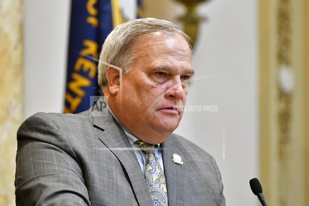 Timothy D. Easley Kentucky Senate President Robert Stivers addresses the members of the Senate during the opening day of the Kentucky State Legislature special session in Frankfort, Ky., Tuesday, Sept. 7, 2021. (AP Photo/Timothy D. Easley)