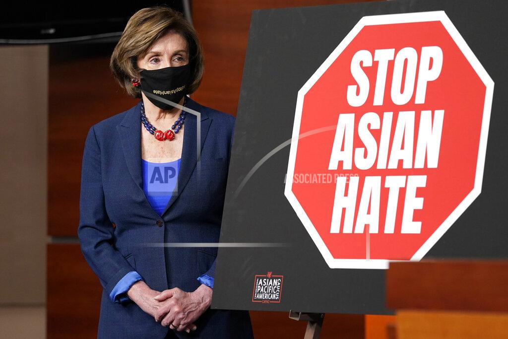 Susan Walsh House Speaker Nancy Pelosi of Calif., listens during a news conference on Capitol Hill in Washington, Tuesday, May 18, 2021, on the COVID-19 Hate Crimes Act. (AP Photo/Susan Walsh)
