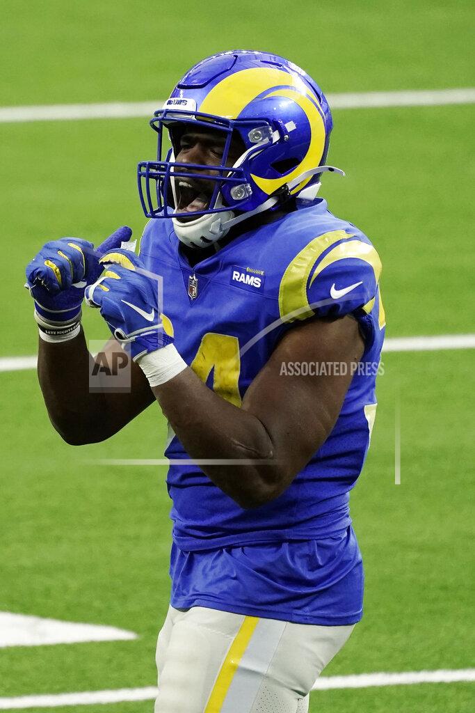 Jae C. Hong Los Angeles Rams running back Malcolm Brown celebrates after scoring against the Seattle Seahawks during the second half of an NFL football game Sunday, Nov. 15, 2020, in Inglewood, Calif. (AP Photo/Jae C. Hong)