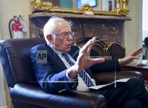 Senate Budget Committee Chairman Bernie Sanders, I-Vt., takes questions from reporters about the politics surrounding the debt limit vote this week, and about the way forward on on President Joe Biden's domestic agenda, at the Capitol in Washington, Friday, Oct. 8, 2021. (AP Photo/J. Scott Applewhite)