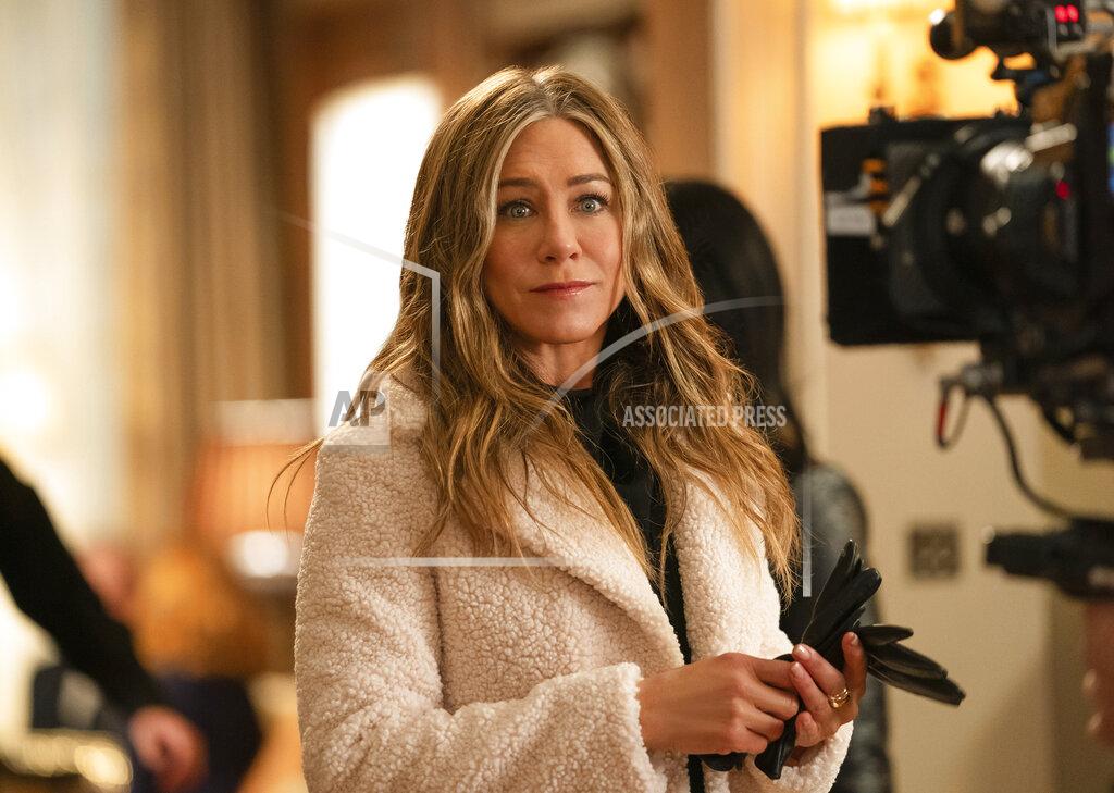 Uncredited This image released by Apple TV+ shows Jennifer Aniston in a scene from "The Morning Show." (Apple TV+ via AP)
