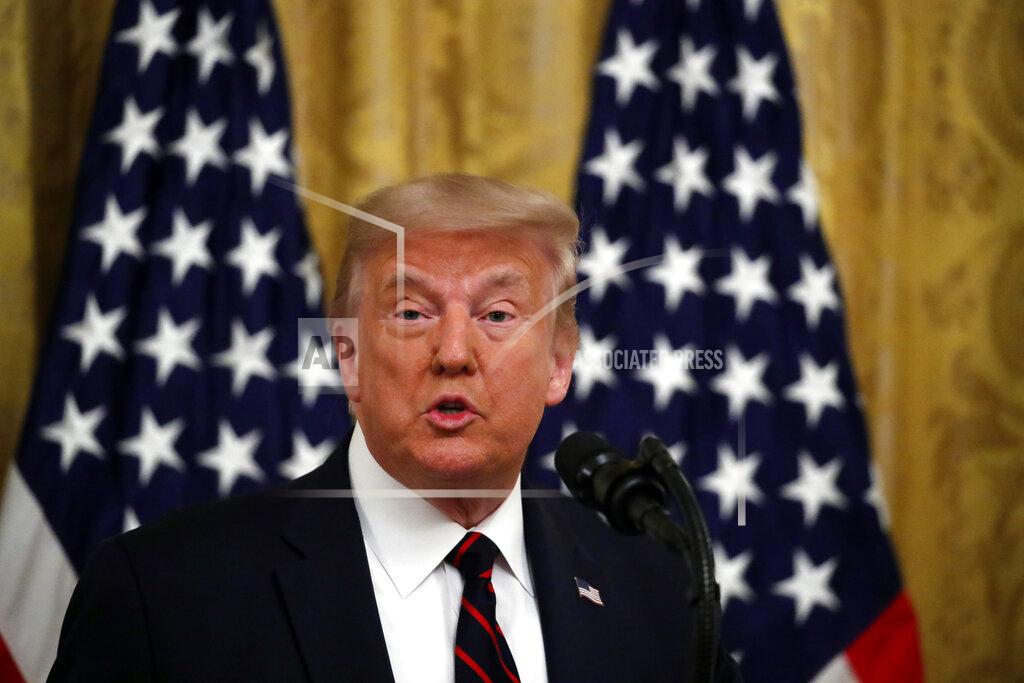 President Donald Trump speaks during a signing ceremony for H.R. 1957 – "The Great American Outdoors Act," in the East Room of the White House, Tuesday, Aug. 4, 2020, in Washington. (AP Photo/Alex Brandon)
