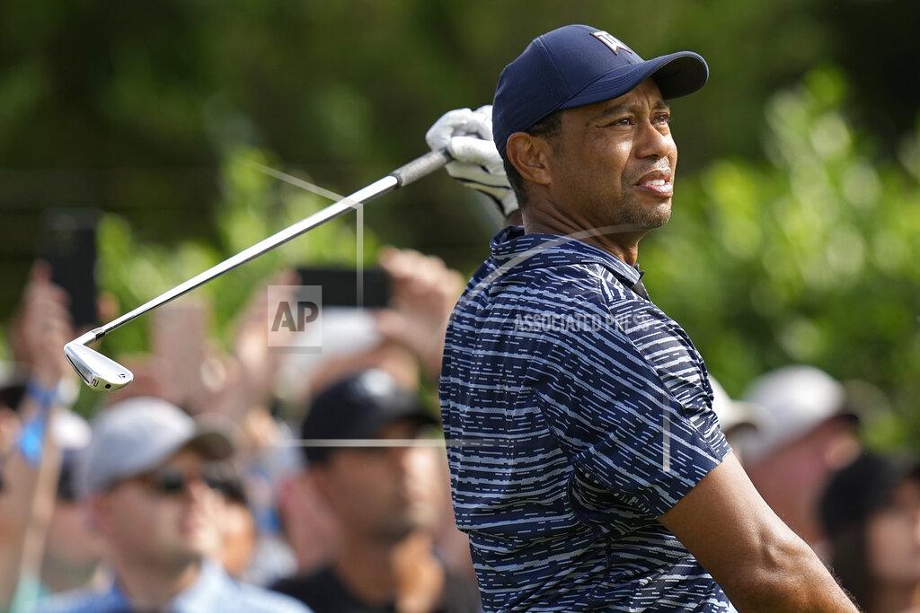 Eric Gay Tiger Woods watches his shot on the 15th hole during the first round of the PGA Championship golf tournament, Thursday, May 19, 2022, in Tulsa, Okla. (AP Photo/Eric Gay)