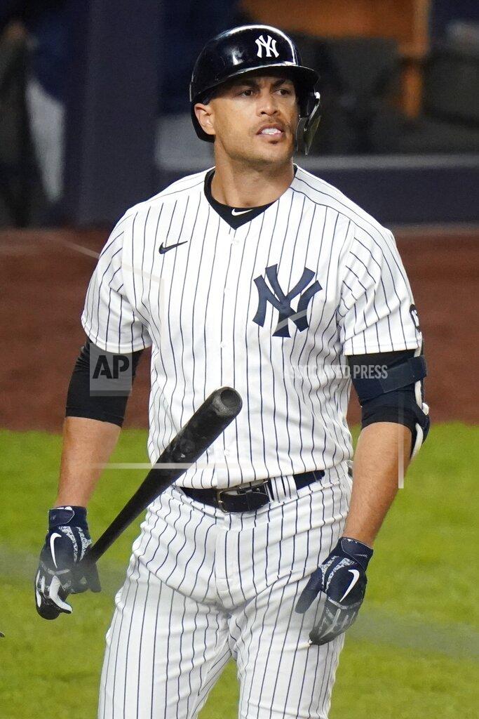 Frank Franklin Ii New York Yankees' Giancarlo Stanton reacts after striking out during the fourth inning of the team's baseball game against the Tampa Bay Rays on Friday, April 16, 2021, in New York. (AP Photo/Frank Franklin II)