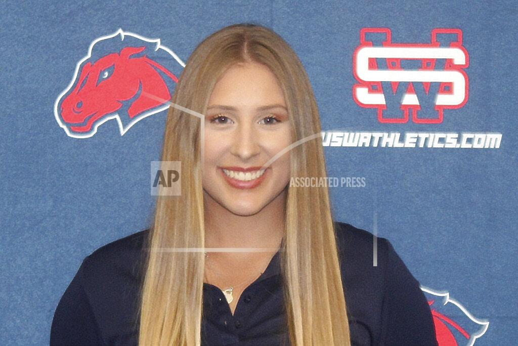 Uncredited This undated photo provided by the University of the Southwest shows golfer Laci Stone, who was killed in a fiery, head-on collision in West Texas, Tuesday evening, March 15, 2022. (University of the Southwest via AP)