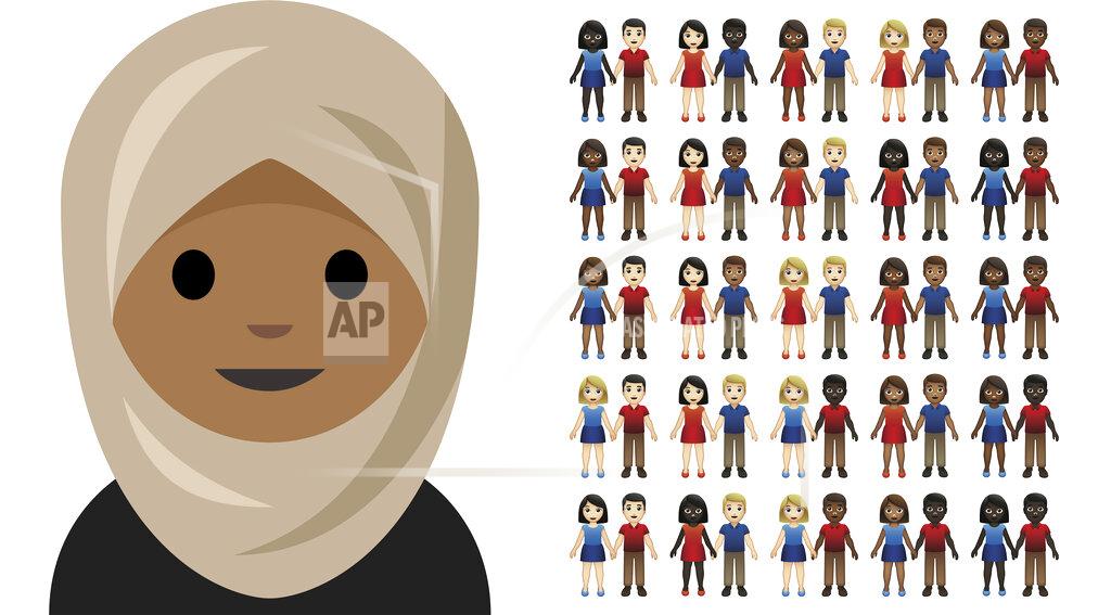 Uncredited This combination of images released by The Cooper Hewitt, Smithsonian Design Museum shows an emoji depicting a girl in a headscarf, left, and a collection of inter-skintone couples which have been added to the museum's digital collection to celebrate inclusion. (Emojination/Cooper Hewitt via AP)