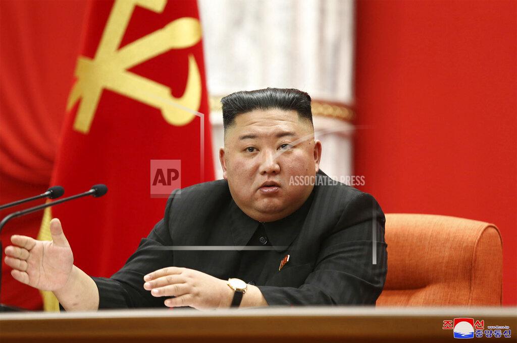 Uncredited In this photo provided by the North Korean government, North Korean leader Kim Jong Un speaks at the ruling party congress in Pyongyang, North Korean, Sunday, Jan. 10, 2021. Kim was given a new title, “general secretary” of the ruling Workers’ Party, formerly held by his late father and grandfather, state media reported Monday, Jan. 11, in what appears to a symbolic move aimed at bolstering his authority amid growing economic challenges. Independent journalists were not given access to cover the event depicted in this image distributed by the North Korean government. The content of this image is as provided and cannot be independently verified. Korean language watermark on image as provided by source reads: "KCNA" which is the abbreviation for Korean Central News Agency. (Korean Central News Agency/Korea News Service via AP)
