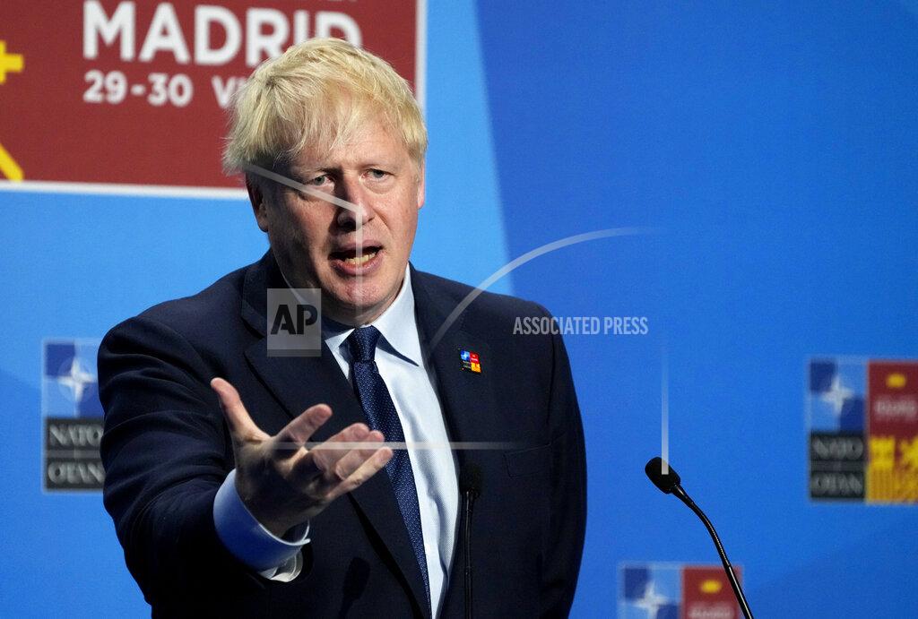 Paul White British Prime Minister Boris Johnson speaks during a media conference at a NATO summit in Madrid, Spain on Thursday, June 30, 2022. North Atlantic Treaty Organization heads of state met for the final day of a NATO summit in Madrid on Thursday. (AP Photo/Paul White)