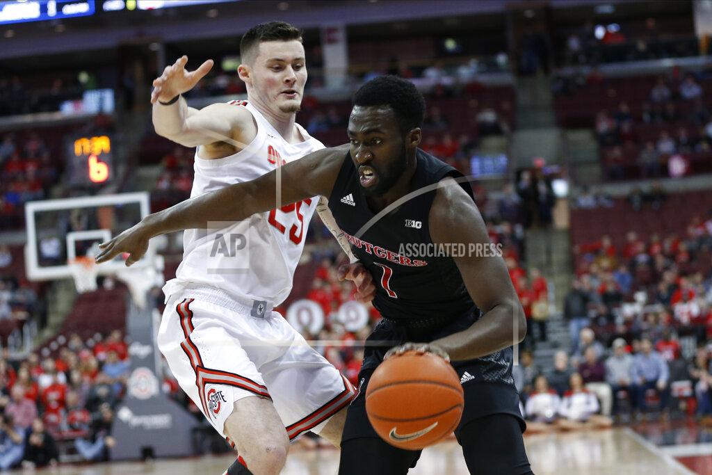 Jay Laprete Rutgers' Akwasi Yeboah, right, drives to the basket against Ohio State's Kyle Young during the first half of an NCAA college basketball game Wednesday, Feb. 12, 2020, in Columbus, Ohio. (AP Photo/Jay LaPrete)