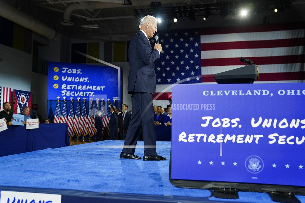 Evan Vucci President Joe Biden speaks at Max S. Hayes Hight School, Wednesday, July 6, 2022, in Cleveland. (AP Photo/Evan Vucci)